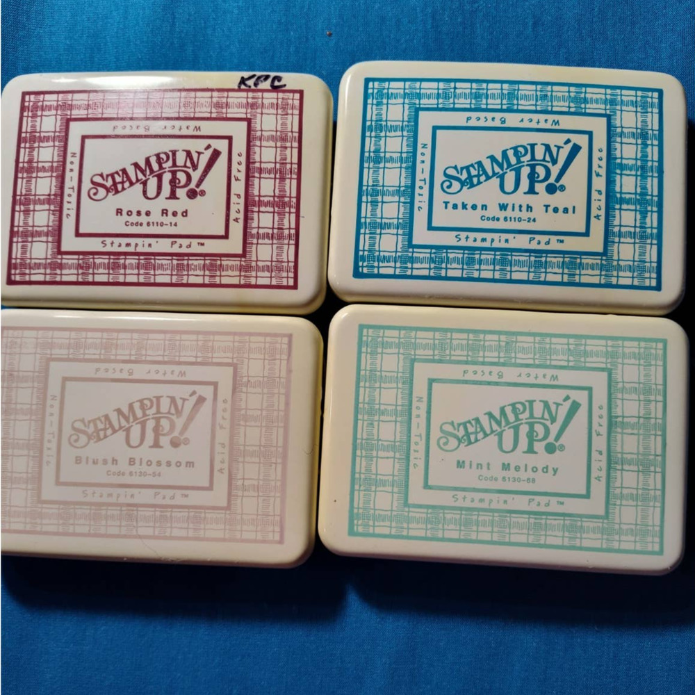 StampinUp Ink Pad, Mint Melody, Rose Red, Blush Blossom, Taken with Teal